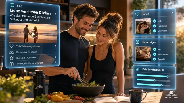 Paar lacht beim gemeinsamen Kochen, warme Küche. Thema: Monogamie vs. Polygamie. Frauen, Männer, Seitensprünge und Affären, offene Beziehung, mehrere Partner