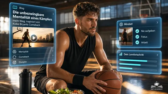 Basketballspieler trainiert allein in einer leeren Halle am frühen Morgen, Ball in der Hand, konzentrierter Blick