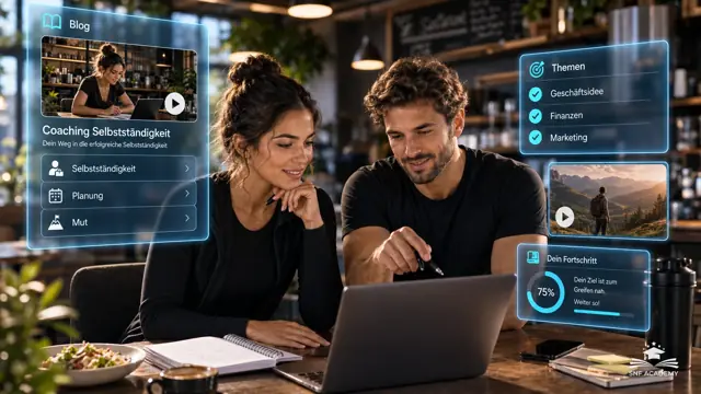Coach unterstützt eine Gründerin beim Planen ihres Business, Laptop und Notizen, Café