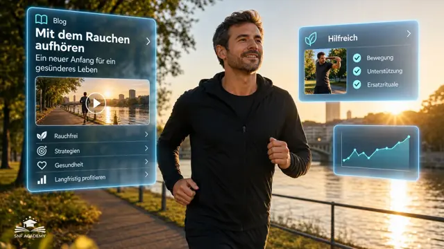 Mann joggt am Morgen am Fluss und atmet frei, Sonnenaufgang